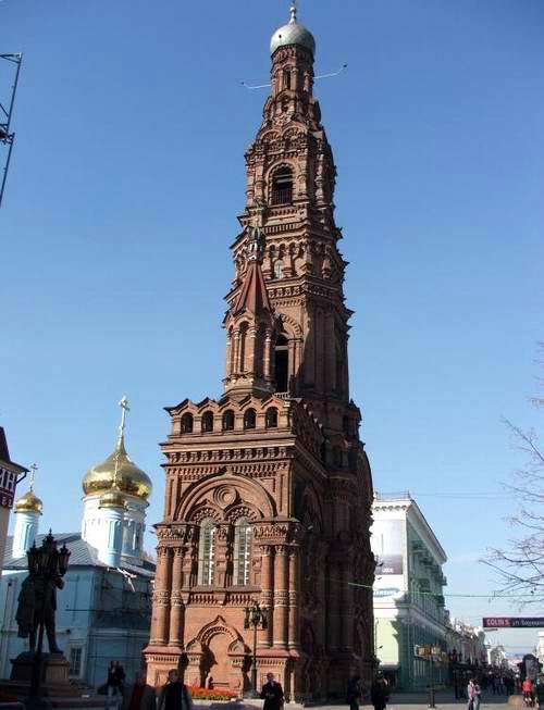 Kazan city central part photos - The bell tower of Bogoyavlesnkiy Cathedral photo